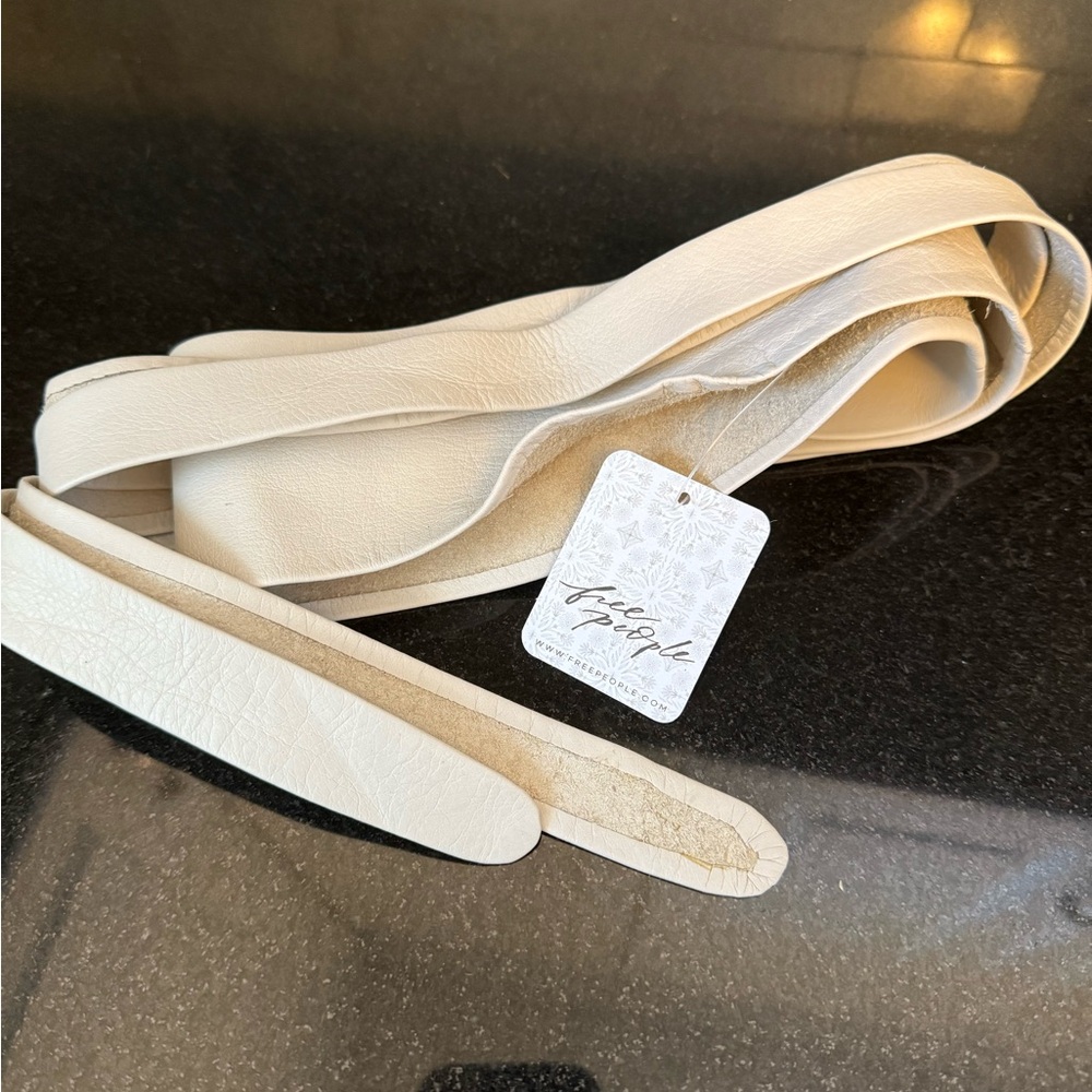 Free People Ivory Leather Belt